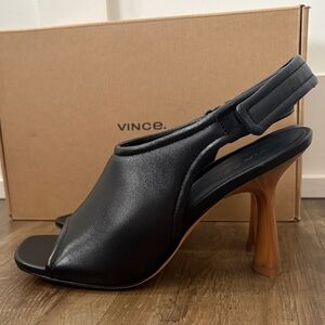 Vince Calfskin Leather Vero Cuio Quest Slingback Heels
